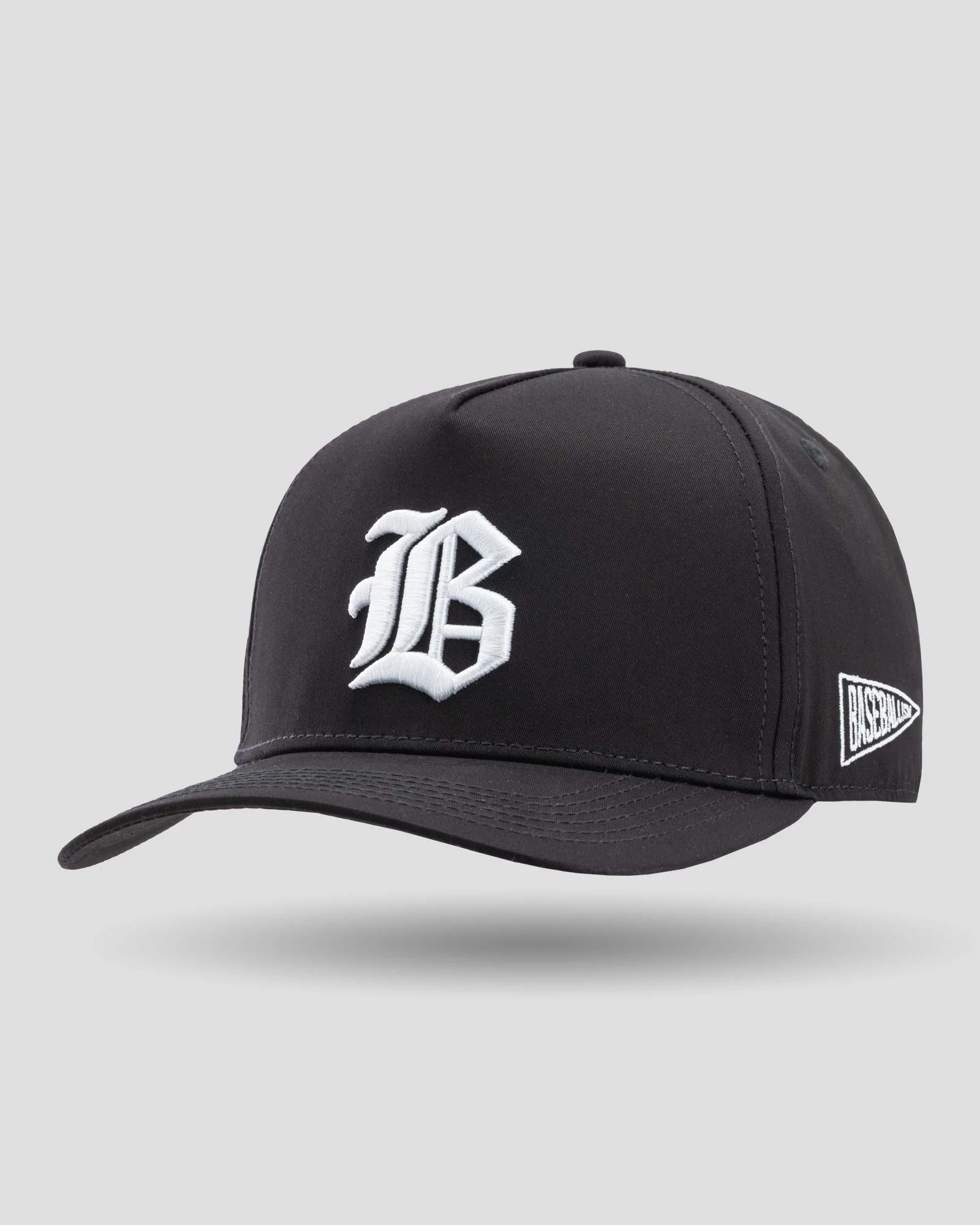 Baseballism Old English Home Plate B Five Panel Cap - Black