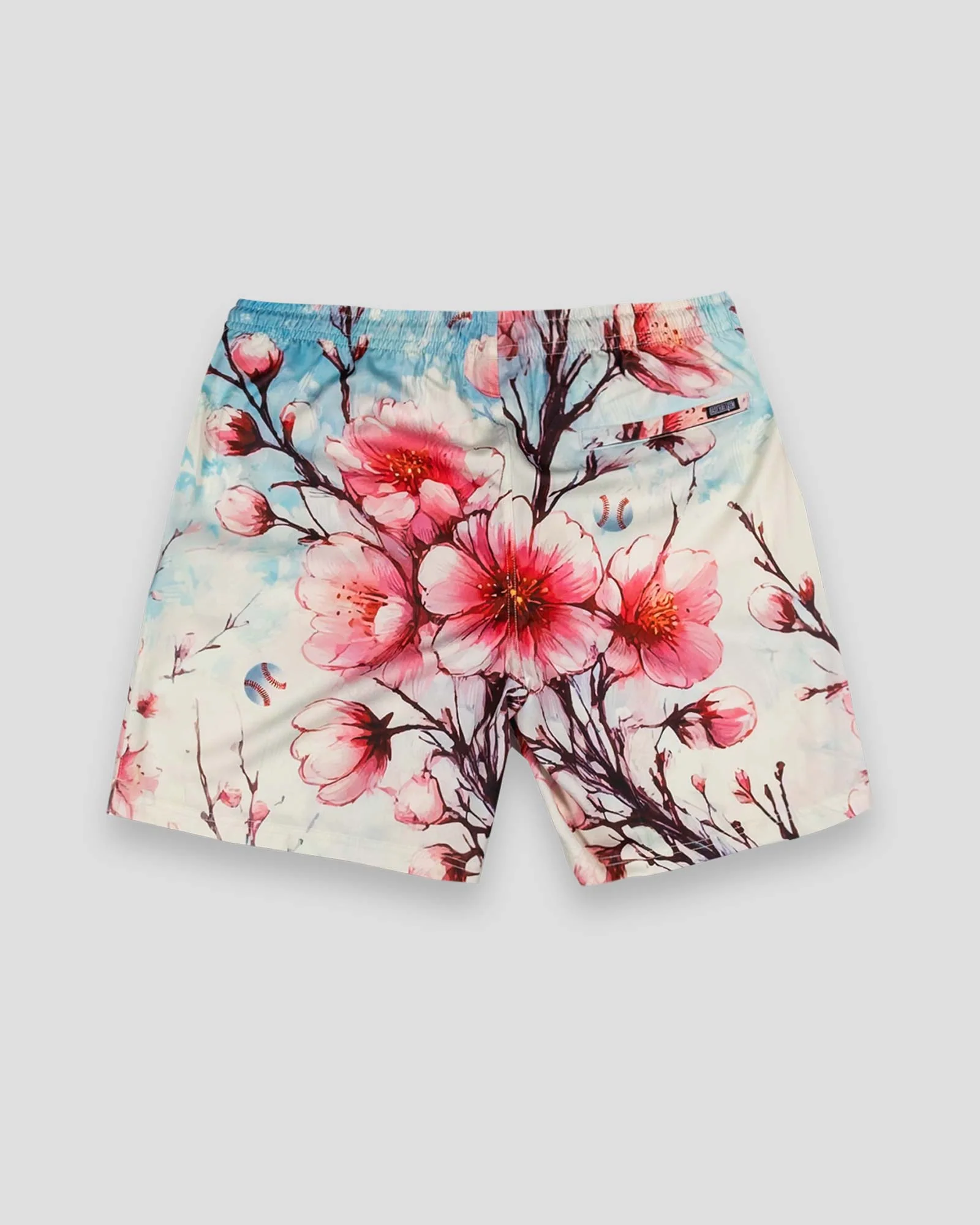 Cherry Blossom Baseball Diamond Lux Satin Shorts - Image 2